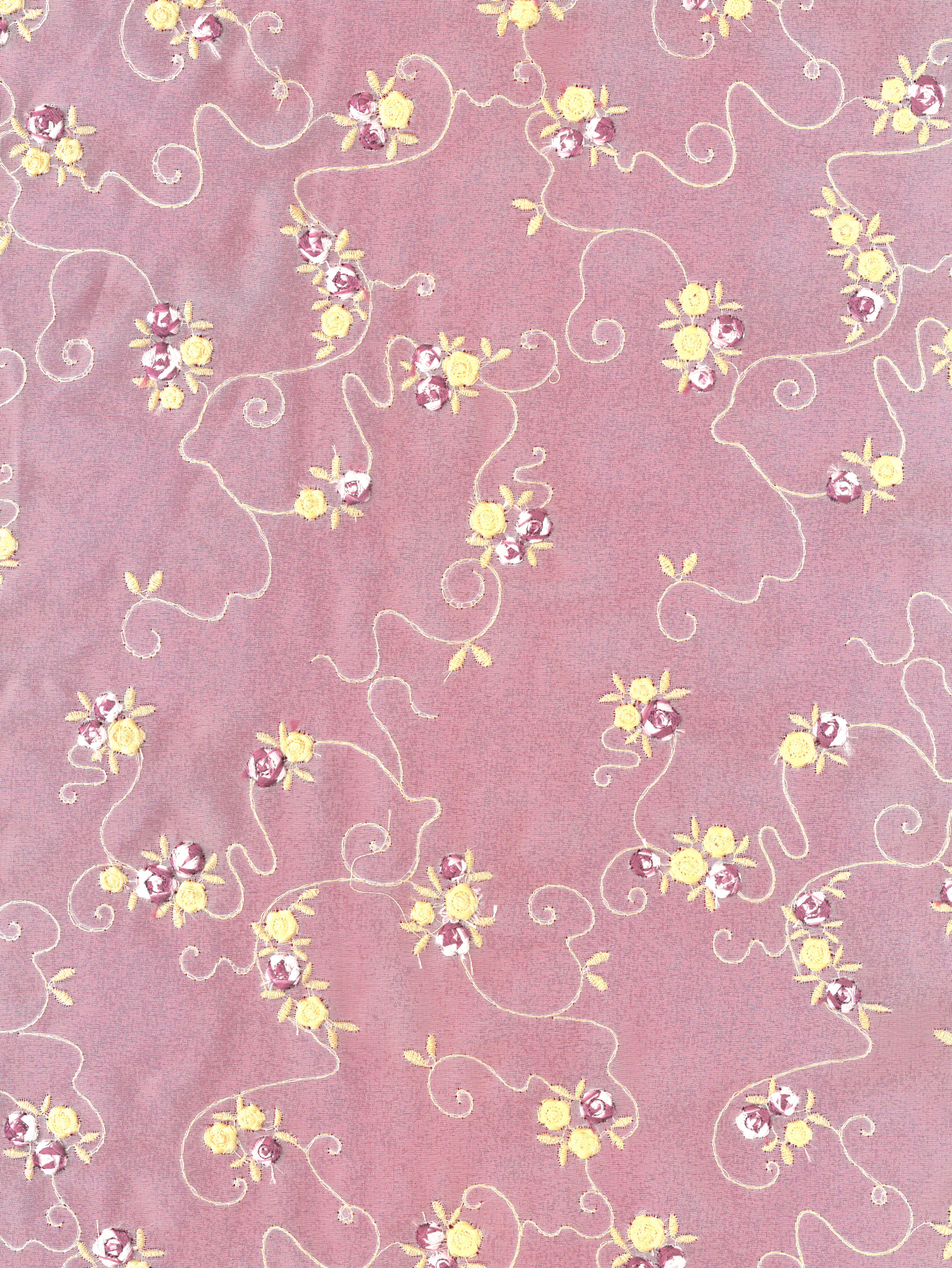EMBROIDERED CHIFFON - WINE/GOLD
